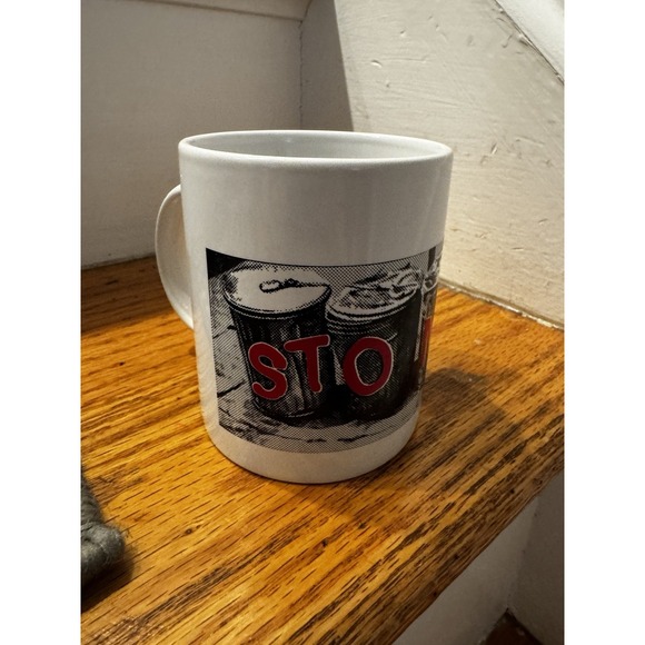 Vintage Stomp The Musical Broadway White‎ Coffee Mug Cup Trash Cans